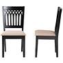 Genesis Beige Fabric Dark Brown Wood Dining Chairs Set of 2