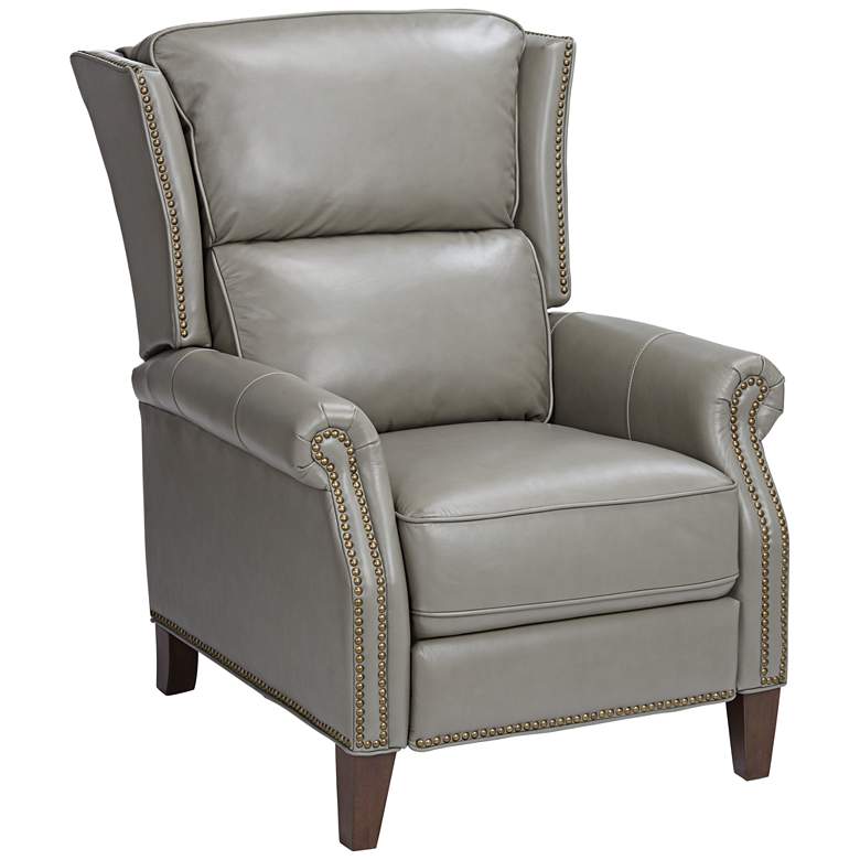 Image 1 Genesis Faux Grey Leather Push-Thru Arm Recliner Chair