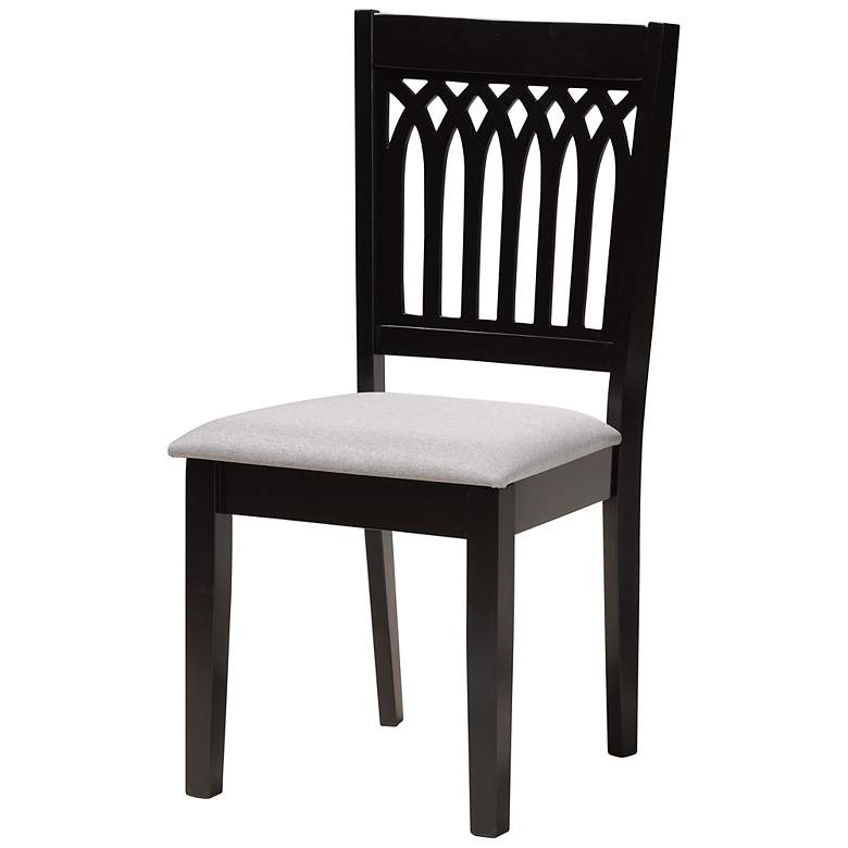 Image 7 Genesis Gray Fabric Dark Brown Wood 7-Piece Dining Set more views