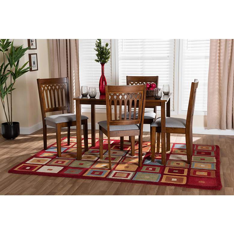 Image 1 Genesis Gray Fabric Walnut Brown Wood 5-Piece Dining Set