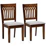 Genesis Gray Fabric Walnut Brown Wood Dining Chairs Set of 2