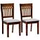 Genesis Gray Fabric Walnut Brown Wood Dining Chairs Set of 2