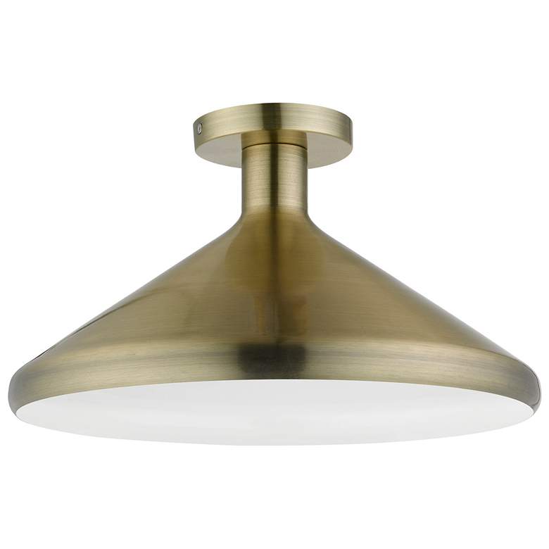Image 2 Geneva 1 Light Antique Brass Semi-Flush