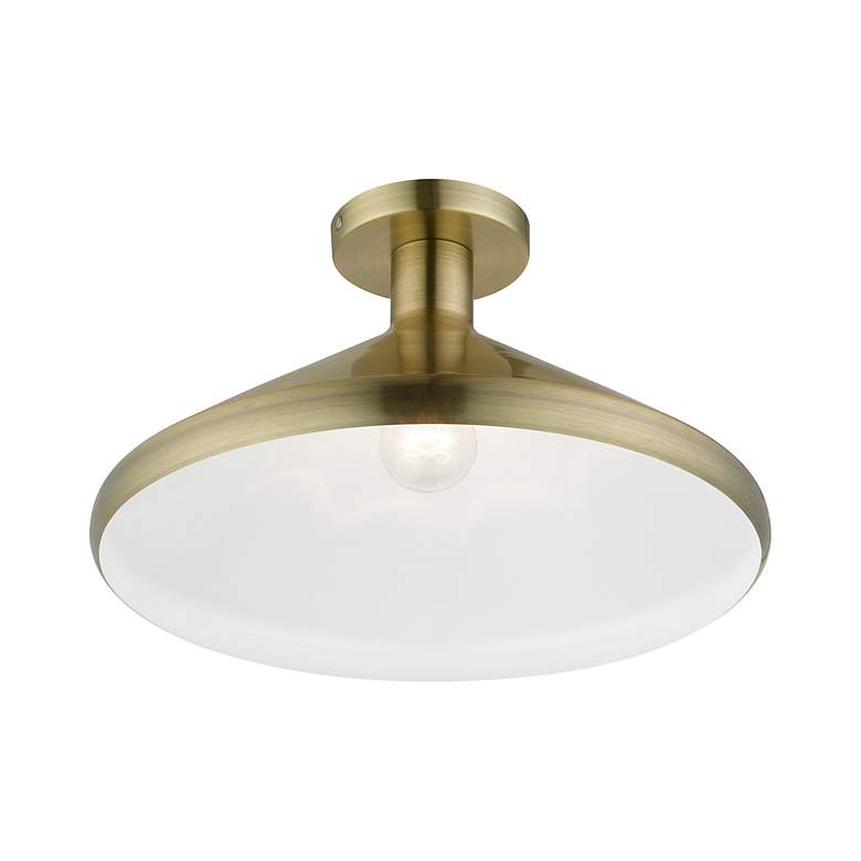 Image 4 Geneva 1 Light Antique Brass Semi-Flush more views