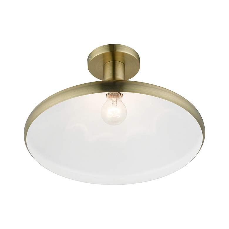 Image 5 Geneva 1 Light Antique Brass Semi-Flush more views