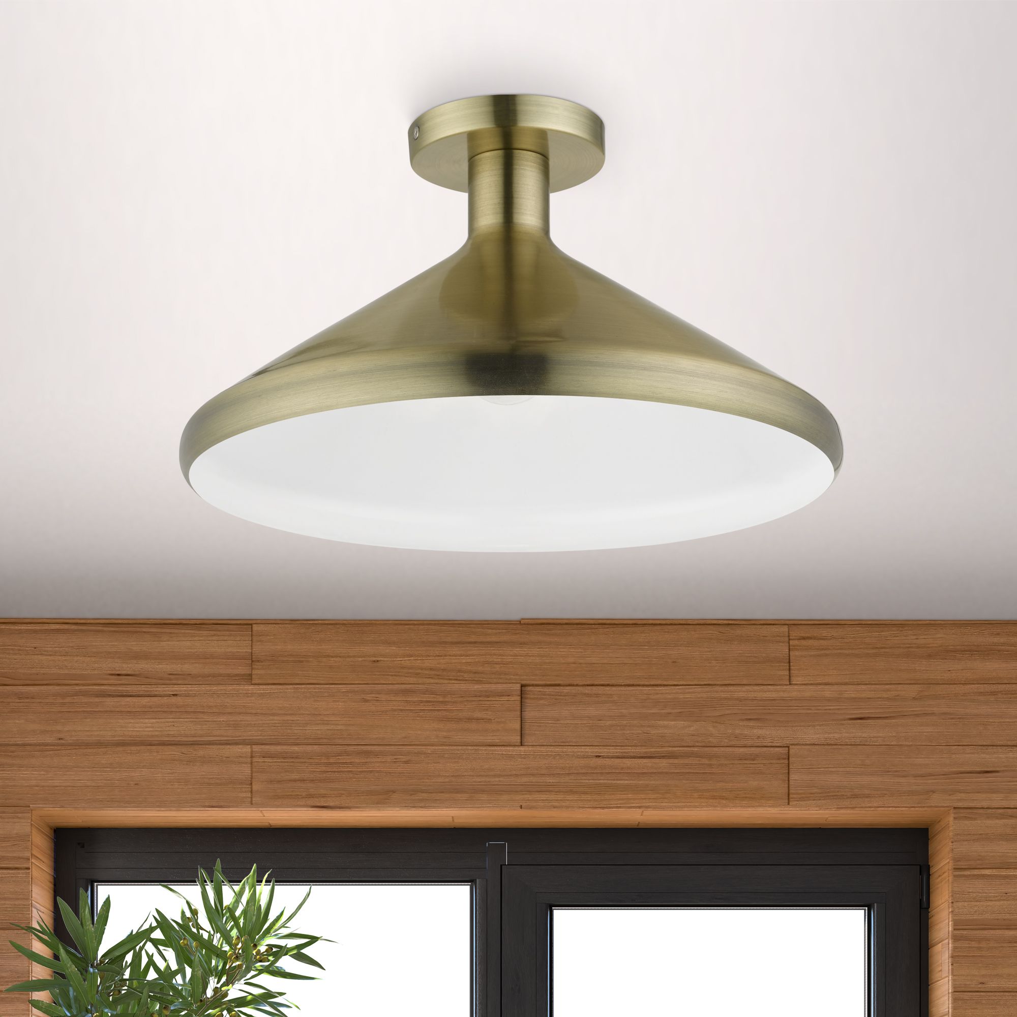 Geneva 1 Light Antique Brass Semi-Flush