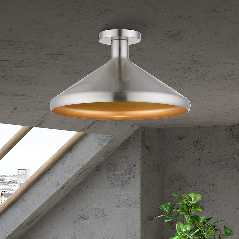 Image 1 Geneva 1 Light Brushed Nickel Semi-Flush