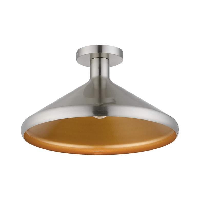 Image 3 Geneva 1 Light Brushed Nickel Semi-Flush more views