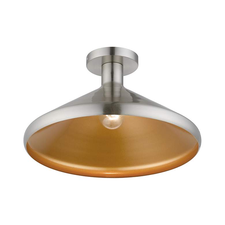 Image 4 Geneva 1 Light Brushed Nickel Semi-Flush more views
