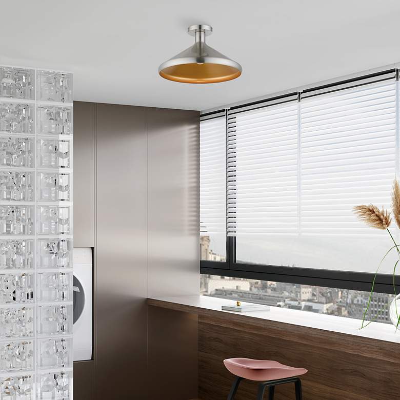 Image 7 Geneva 1 Light Brushed Nickel Semi-Flush more views