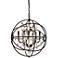 Geneva 20" Wide Dark Bronze and Golden Teak 5-Light Pendant
