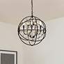 2_Geneva 20" Wide Dark Bronze and Golden Teak 5-Light Pendant