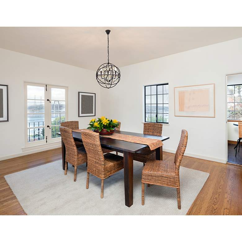 Image 4 Geneva 20" Wide Dark Bronze and Golden Teak 5-Light Pendant more views