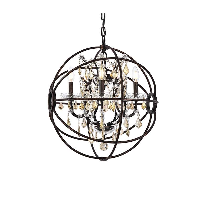 Image 5 Geneva 20" Wide Dark Bronze and Golden Teak 5-Light Pendant more views