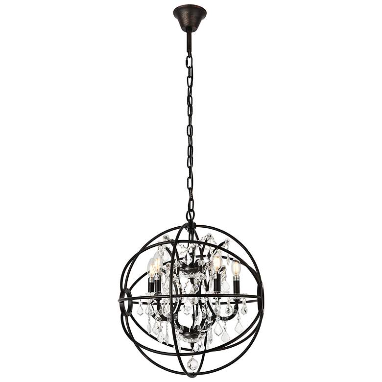 Image 1 Geneva 20" Wide Dark Bronze Steel Crystal 5-Light Pendant