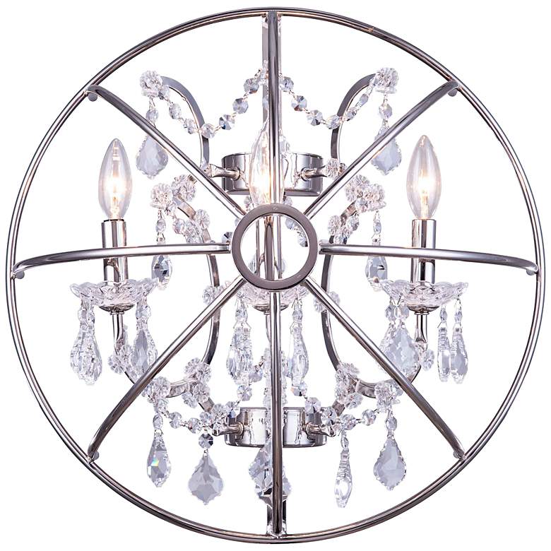 Image 1 Geneva 21 inch High Polished Nickel Silver Crystal Wall Sconce