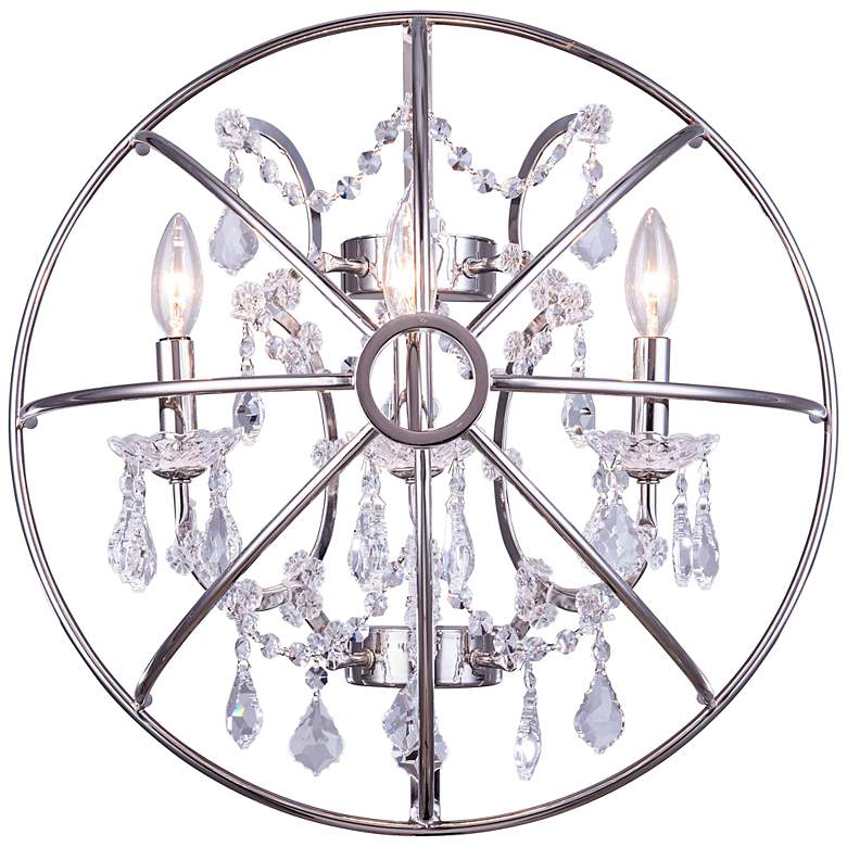 Image 1 Geneva 21" High Polished Nickel Silver Crystal Wall Sconce