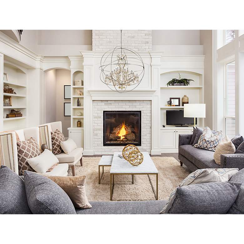 Image 3 Geneva 25 Lt Polished Nickel Chandelier Golden Teak more views