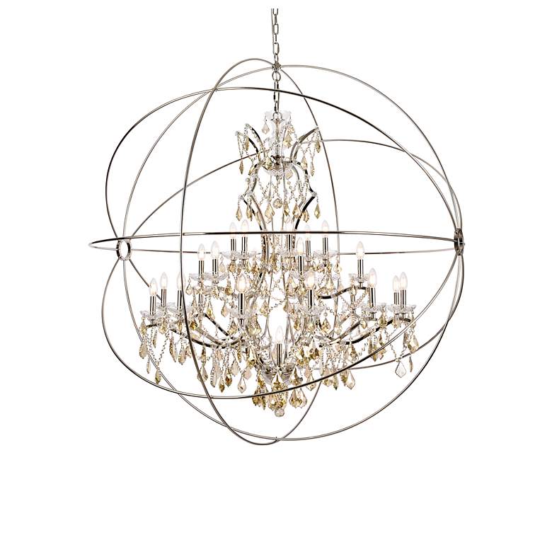 Image 4 Geneva 25 Lt Polished Nickel Chandelier Golden Teak more views