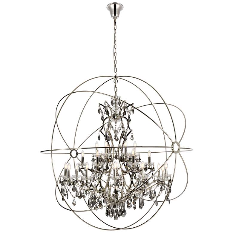 Image 1 Geneva 25 Lt Polished Nickel Chandelier Silver Shade (Grey)