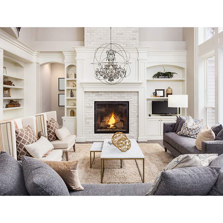 Image 3 Geneva 25 Lt Polished Nickel Chandelier Silver Shade (Grey) more views