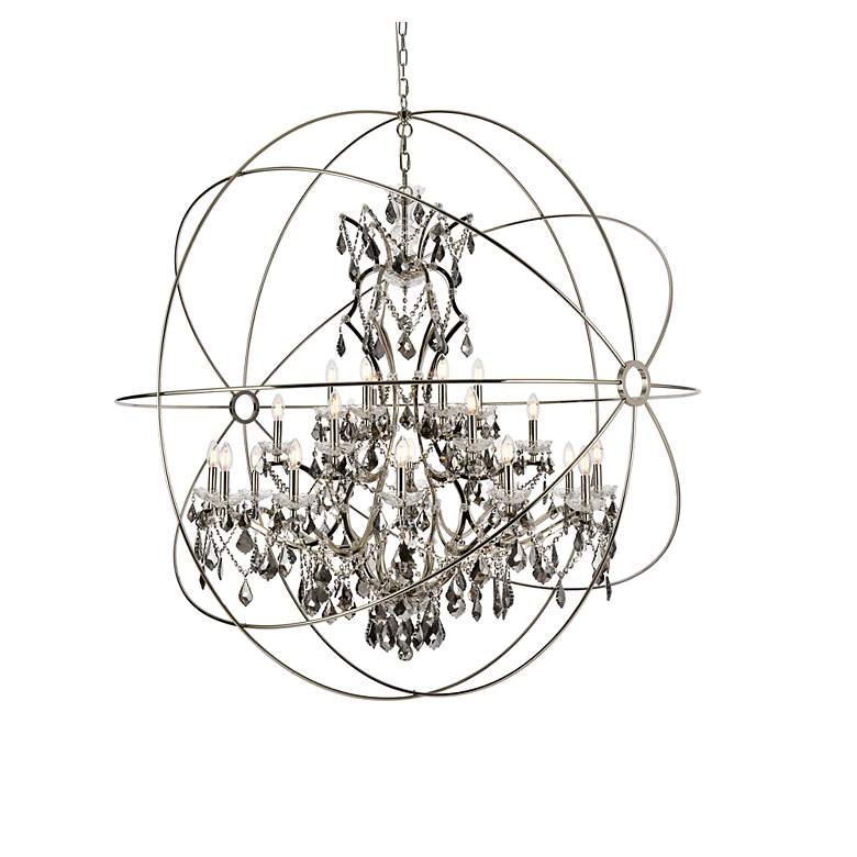 Image 4 Geneva 25 Lt Polished Nickel Chandelier Silver Shade (Grey) more views