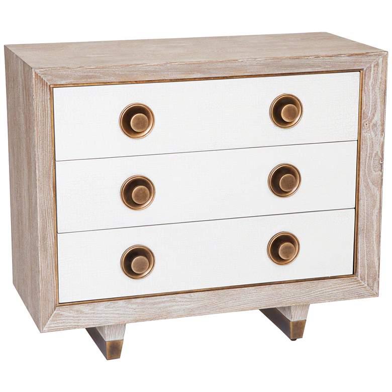 Image 1 Geneva 36" Wide Crackled Linen White Oak Modern Chest