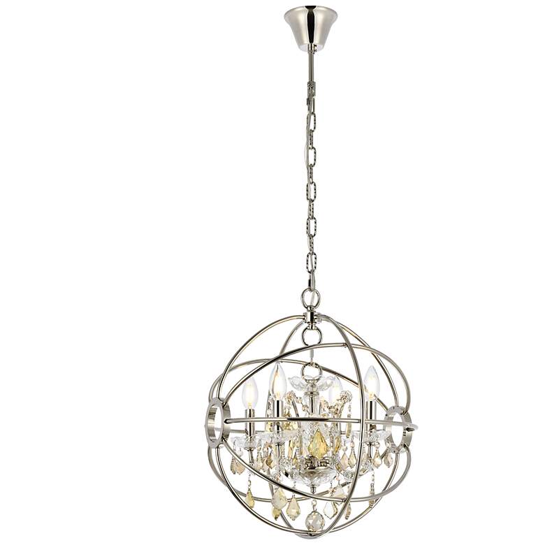 Image 1 Geneva 4 Lt Polished Nickel Pendant Golden Teak