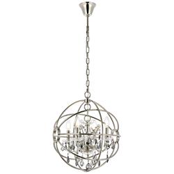 Geneva 4 Lt Polished Nickel Pendant Silver Shade (Grey)