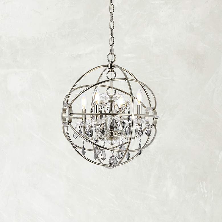 Image 1 Geneva 4 Lt Polished Nickel Pendant Silver Shade (Grey)