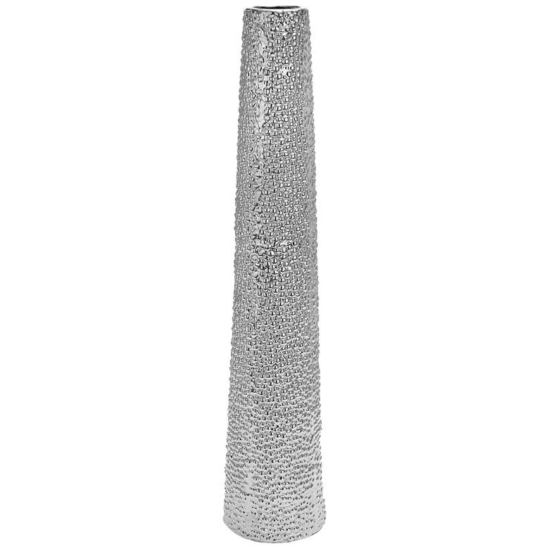 Image 1 Geneva 40" High Polished Silver Ceramic Vase