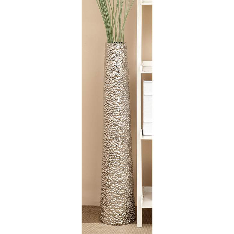 Image 4 Geneva 40 inch High Polished Silver Ceramic Vase more views