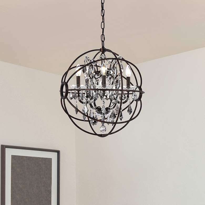 Image 1 Geneva 5 Lt Dark Bronze Pendant Silver Shade (Grey)
