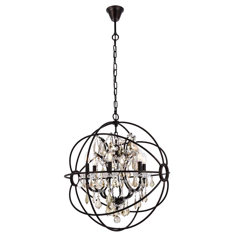 Image 1 Geneva 6 Lt Dark Bronze Chandelier Golden Teak