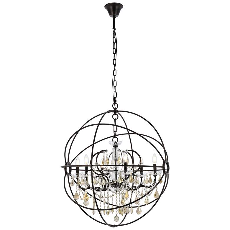 Image 1 Geneva 6 Lt Dark Bronze Chandelier Golden Teak