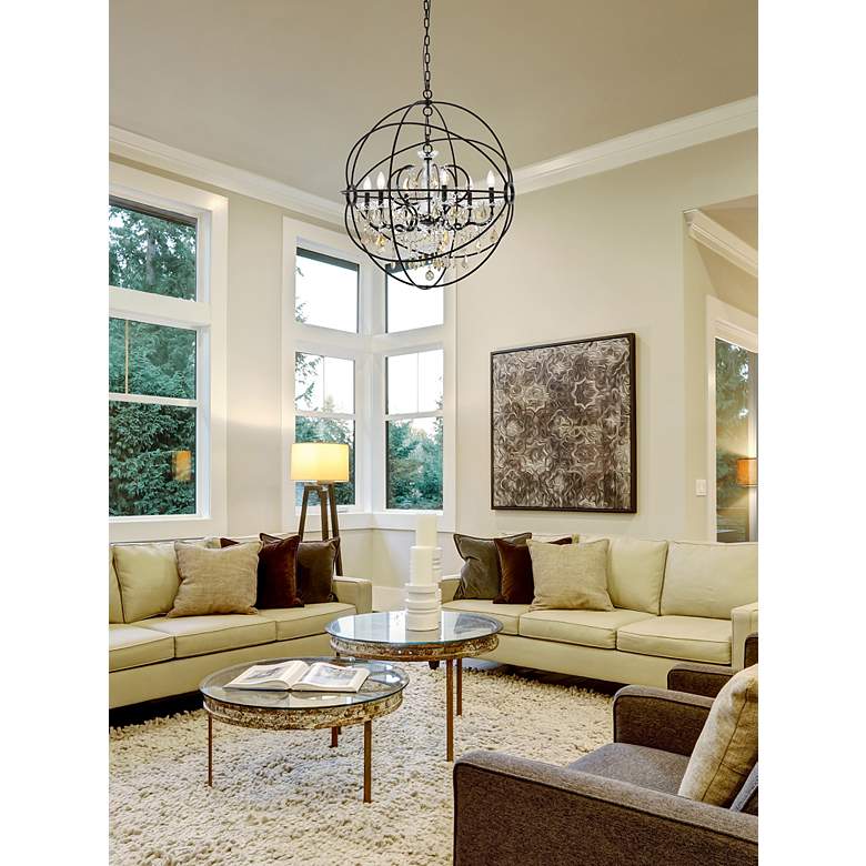 Image 3 Geneva 6 Lt Dark Bronze Chandelier Golden Teak more views