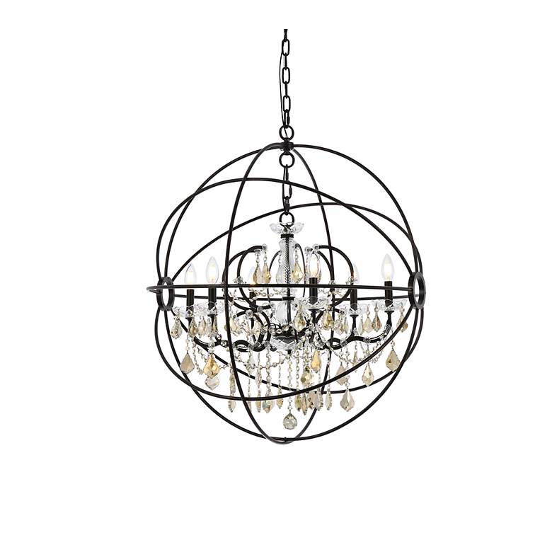 Image 4 Geneva 6 Lt Dark Bronze Chandelier Golden Teak more views