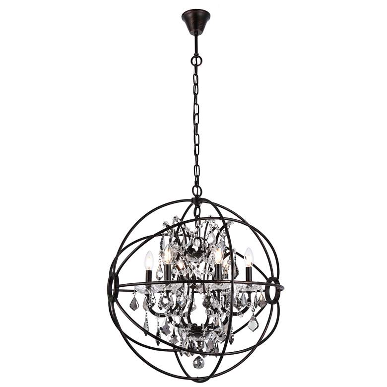 Image 1 Geneva 6 Lt Dark Bronze Chandelier Silver Shade (Grey)