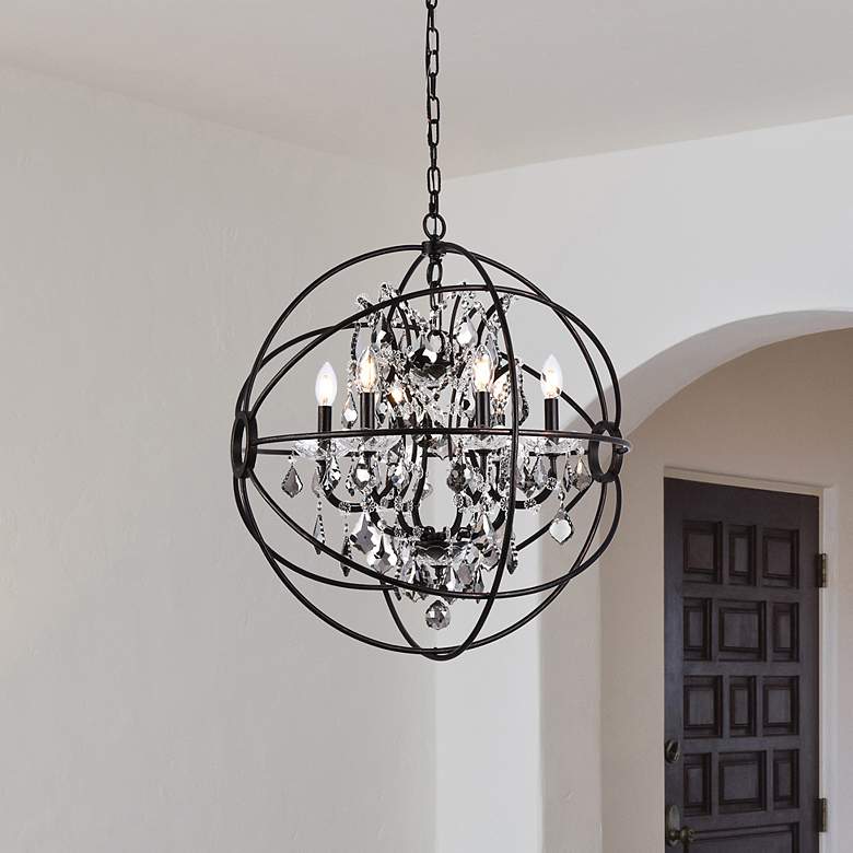 Image 1 Geneva 6 Lt Dark Bronze Chandelier Silver Shade (Grey)