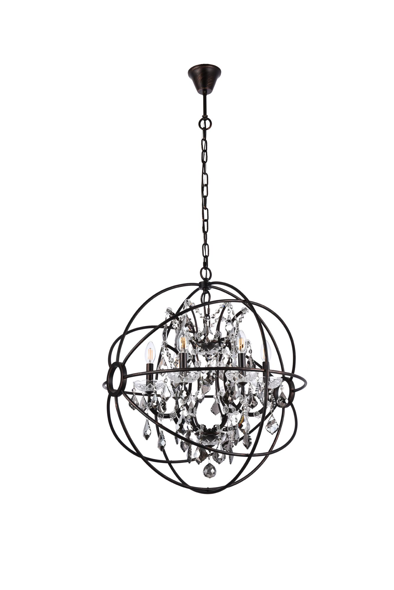 Geneva 6 Lt Dark Bronze Chandelier Silver Shade (Grey)