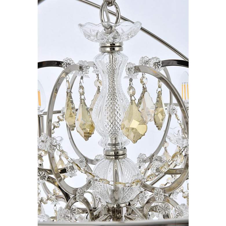 Image 6 Geneva 6 Lt Polished Nickel Chandelier Golden Teak more views