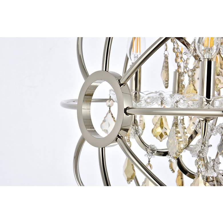 Image 7 Geneva 6 Lt Polished Nickel Chandelier Golden Teak more views