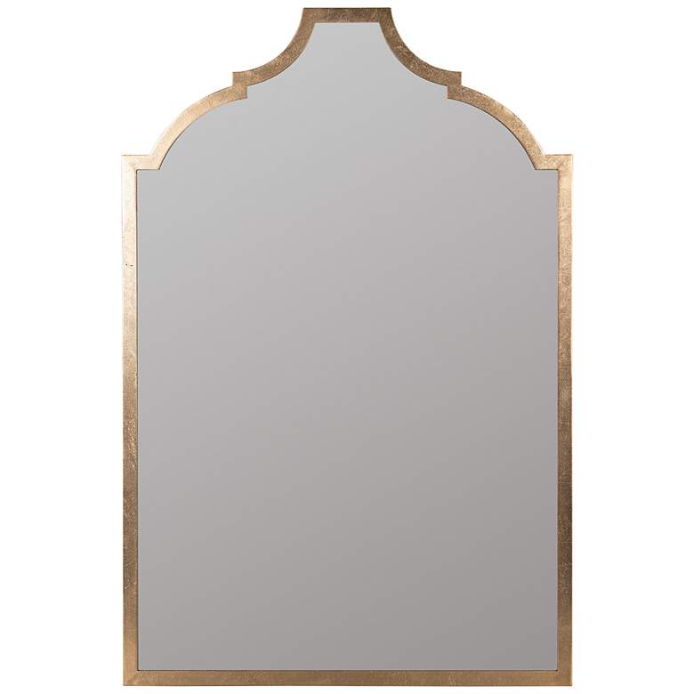 Image 2 Geneva Gold Leaf Metal 24 inch x 36 inch Arch Top Wall Mirror