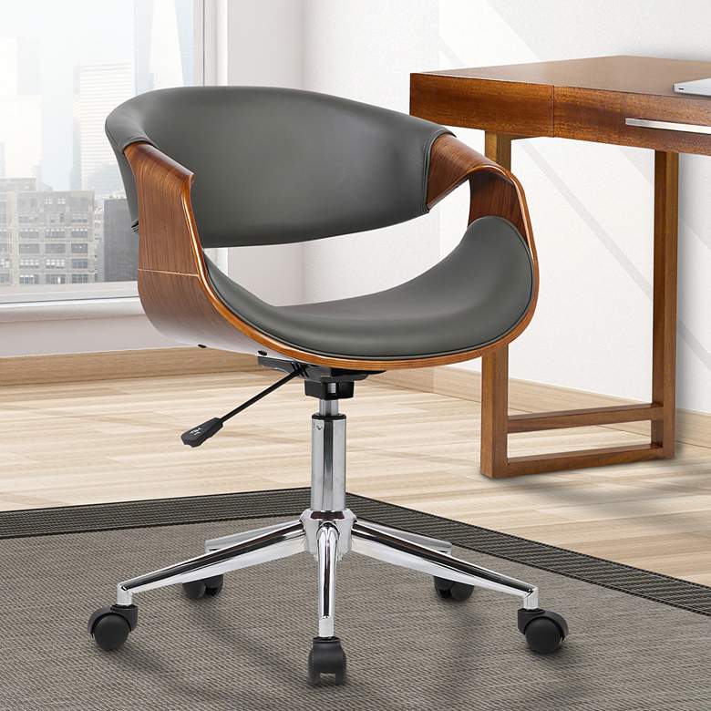 Image 1 Geneva Gray Faux Leather Adjustable Office Chair