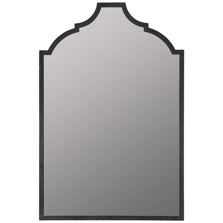 Image 2 Geneva Matte Black 24" x 36" Arched Square Wall Mirror