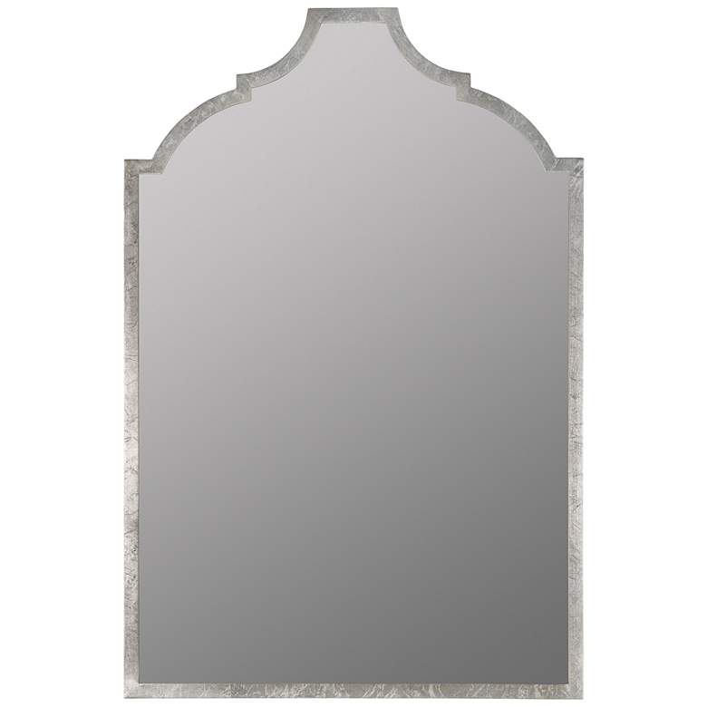 Geneva Shiny Silver 24 inch x 36 inch Arched Square Wall Mirror