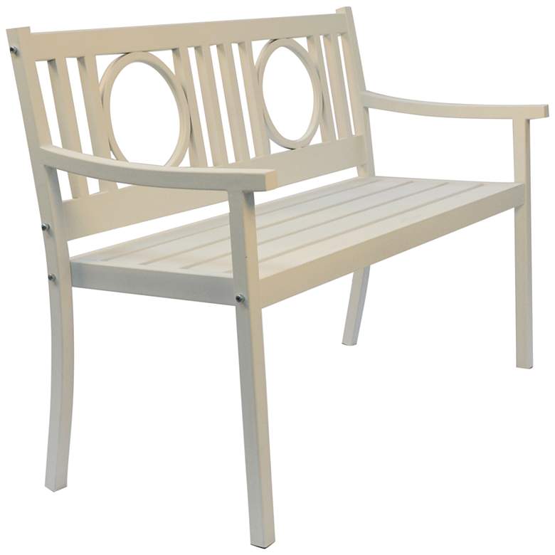 Image 2 Genevieve 45" Wide White Metal Outdoor Garden Bench