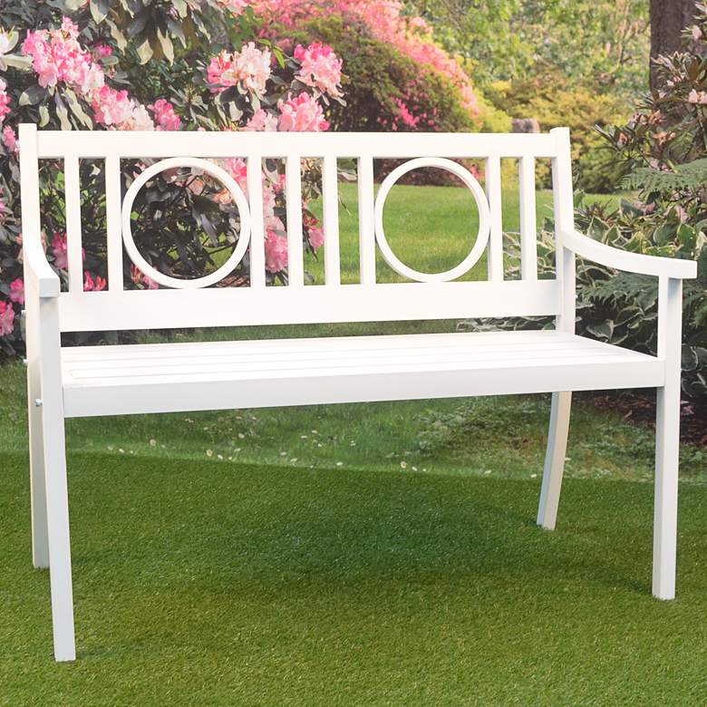 Image 1 Genevieve 45" Wide White Metal Outdoor Garden Bench