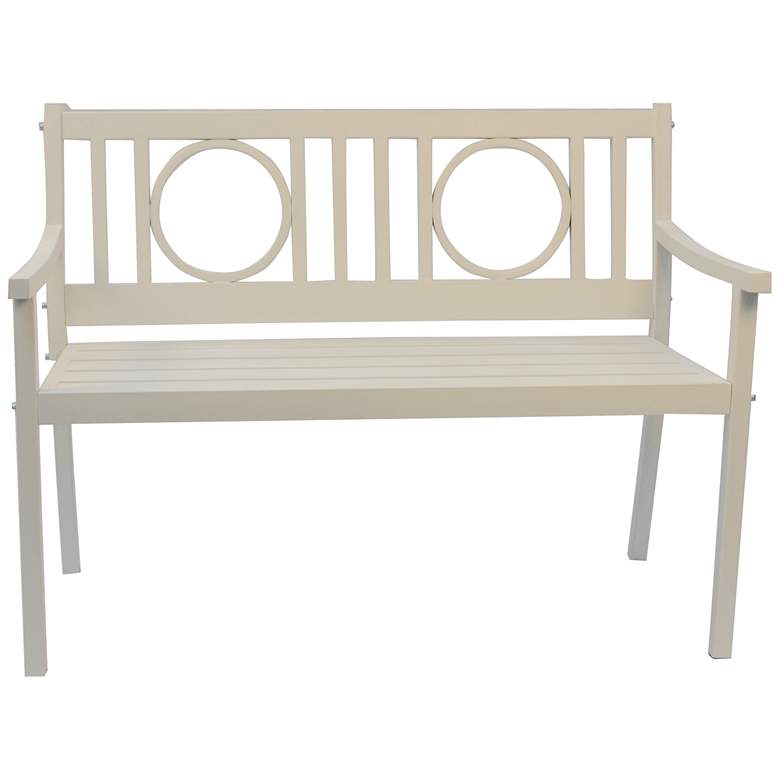 Image 5 Genevieve 45" Wide White Metal Outdoor Garden Bench more views