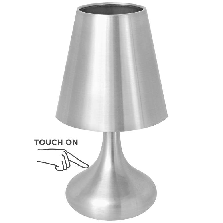 Image 1 Genie 10 inch High Brushed Silver Finish Touch On-Off Desk Lamp